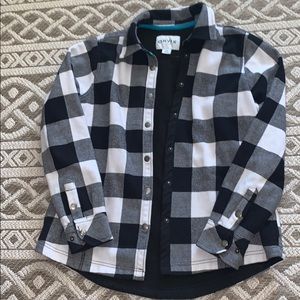 Black and White Fleece Lined Flannel Shirt/Jacket